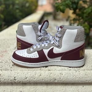 Nike High-Top Sneakers - White and Maroon